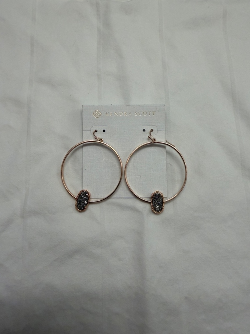 Kendra Scott Elora - Rose Gold Hoop Earrings with Platinum Drusy